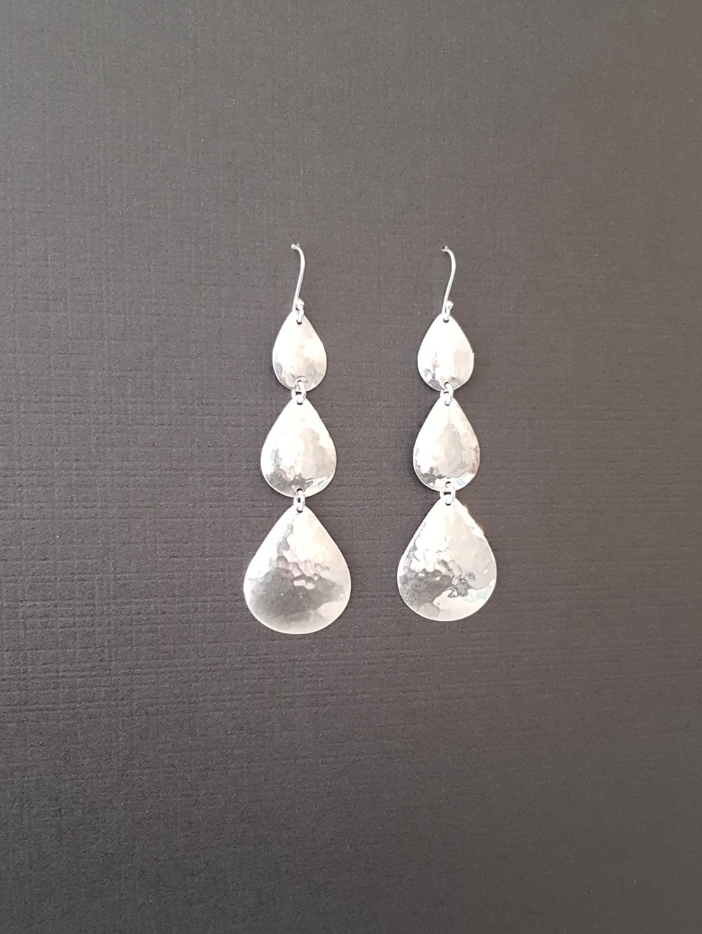 Sterling Silver Triple Teardrop Dangle Earrings